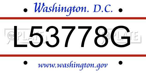 L53778G District Of Columbia License Plate