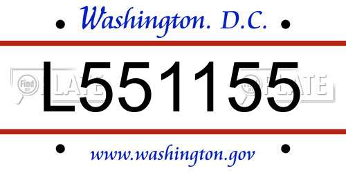 L551155 District Of Columbia License Plate