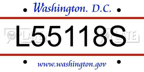 L55118S District Of Columbia License Plate