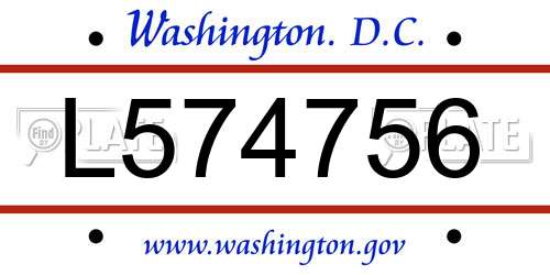 L574756 District Of Columbia License Plate