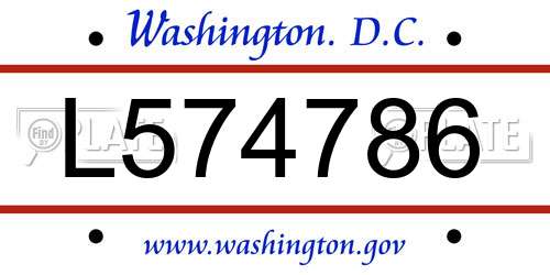 L574786 District Of Columbia License Plate