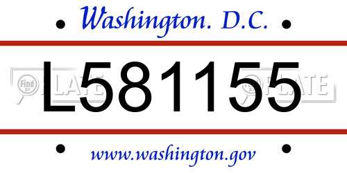 L581155 District Of Columbia License Plate