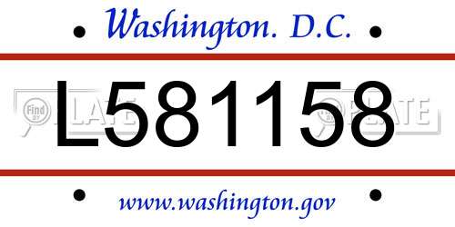 L581158 District Of Columbia License Plate