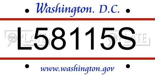 L58115S District Of Columbia License Plate