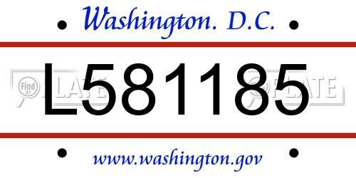 L581185 District Of Columbia License Plate