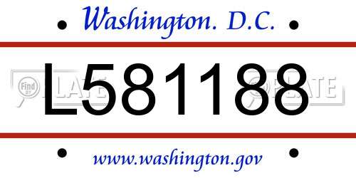 L581188 District Of Columbia License Plate