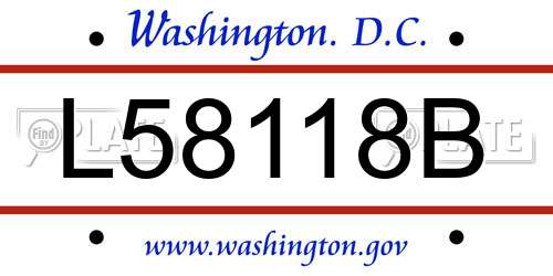 L58118B District Of Columbia License Plate