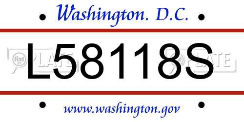 L58118S District Of Columbia License Plate