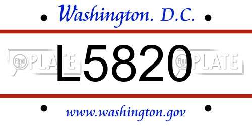 L5820 District Of Columbia License Plate