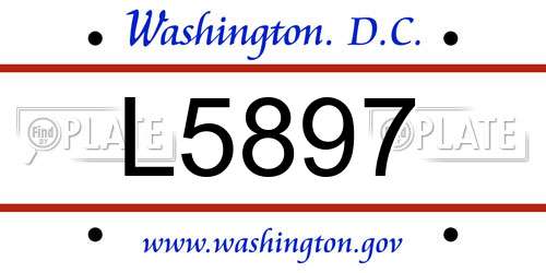 L5897 District Of Columbia License Plate