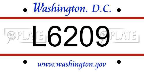 L6209 District Of Columbia License Plate
