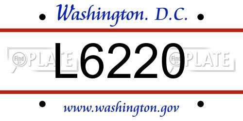 L6220 District Of Columbia License Plate