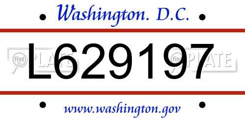 L629197 District Of Columbia License Plate
