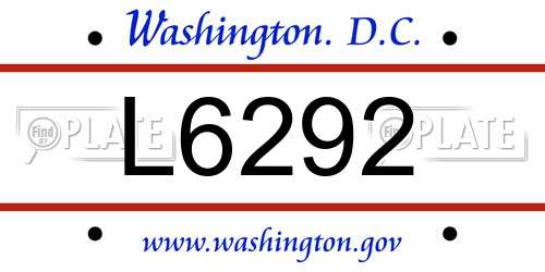 L6292 District Of Columbia License Plate