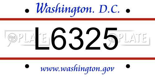 L6325 District Of Columbia License Plate