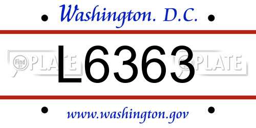 L6363 District Of Columbia License Plate