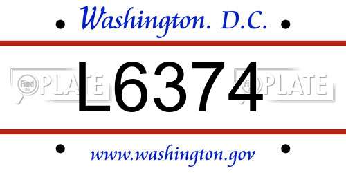 L6374 District Of Columbia License Plate