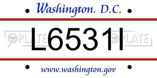 L6531I District Of Columbia License Plate