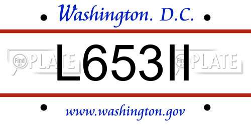 L653II District Of Columbia License Plate