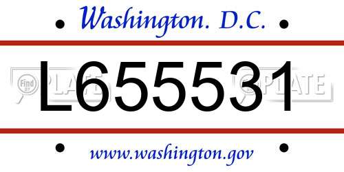 L655531 District Of Columbia License Plate