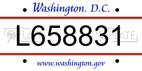 L658831 District Of Columbia License Plate