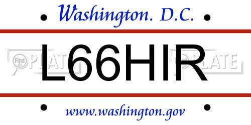 L66HIR District Of Columbia License Plate