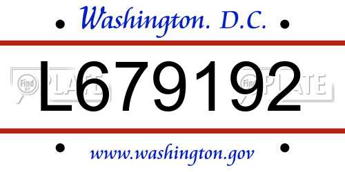 L679192 District Of Columbia License Plate