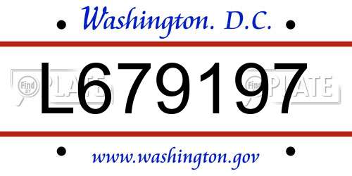 L679197 District Of Columbia License Plate