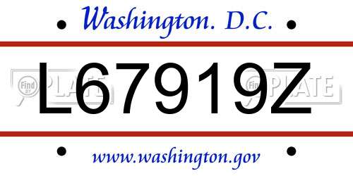L67919Z District Of Columbia License Plate