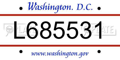 L685531 District Of Columbia License Plate