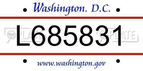 L685831 District Of Columbia License Plate