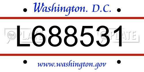 L688531 District Of Columbia License Plate