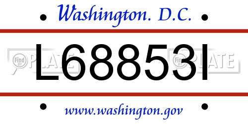 L68853I District Of Columbia License Plate