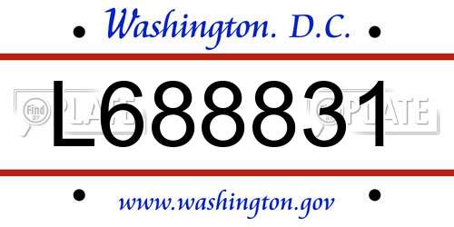 L688831 District Of Columbia License Plate