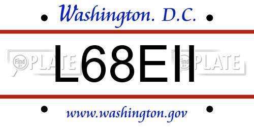L68EII District Of Columbia License Plate