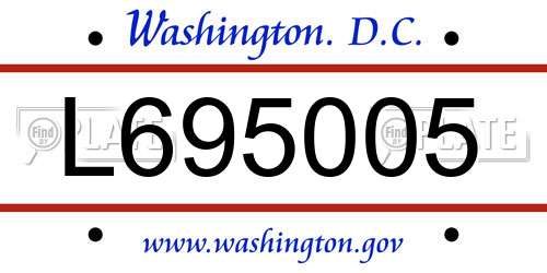 L695005 District Of Columbia License Plate