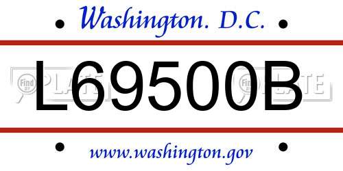 L69500B District Of Columbia License Plate