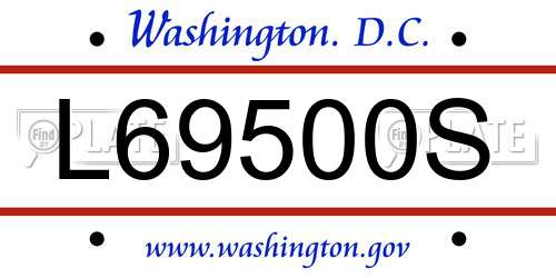 L69500S District Of Columbia License Plate
