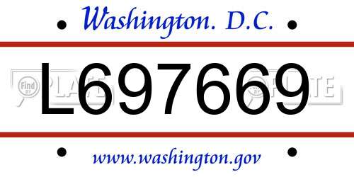 L697669 District Of Columbia License Plate
