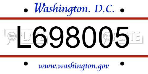 L698005 District Of Columbia License Plate