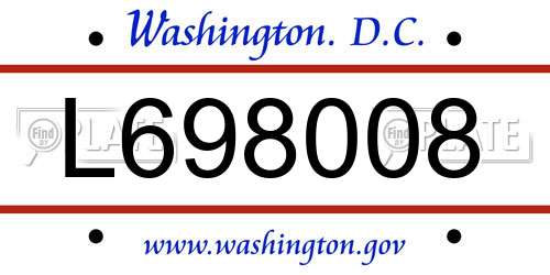 L698008 District Of Columbia License Plate