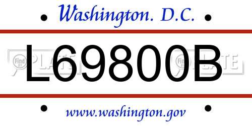 L69800B District Of Columbia License Plate