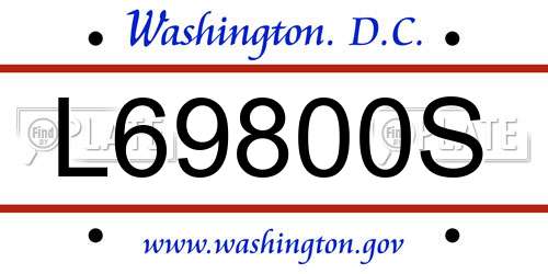 L69800S District Of Columbia License Plate