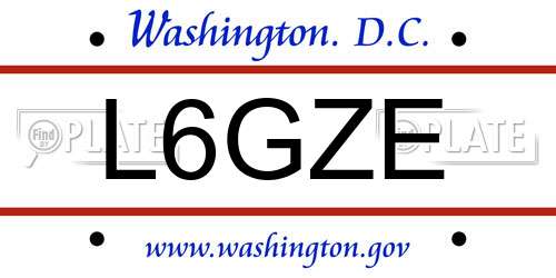 L6GZE District Of Columbia License Plate