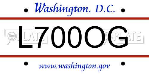 L700OG District Of Columbia License Plate