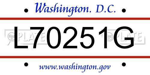 L70251G District Of Columbia License Plate