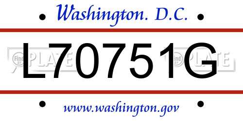 L70751G District Of Columbia License Plate