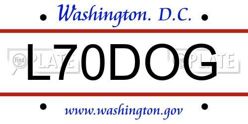 L70DOG District Of Columbia License Plate