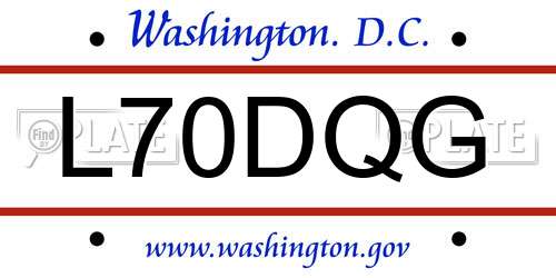 L70DQG District Of Columbia License Plate