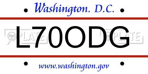 L70ODG District Of Columbia License Plate
